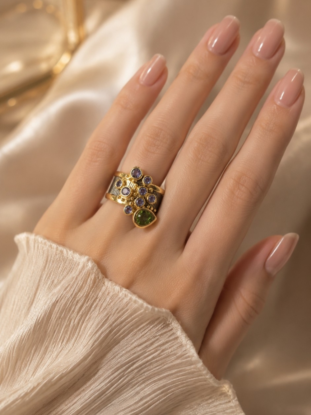 Vintage Women Ring Multi Shape Colorful CZ Wedding Engagement Jewelry - Picture 4 of 9